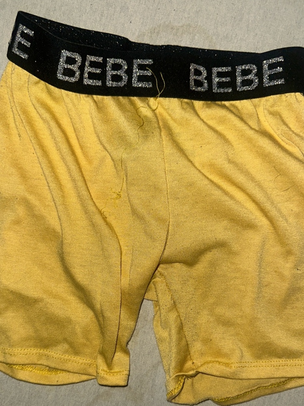 Kids Size 6X bebe Yellow Boxer Briefs with Black Logo Waistband